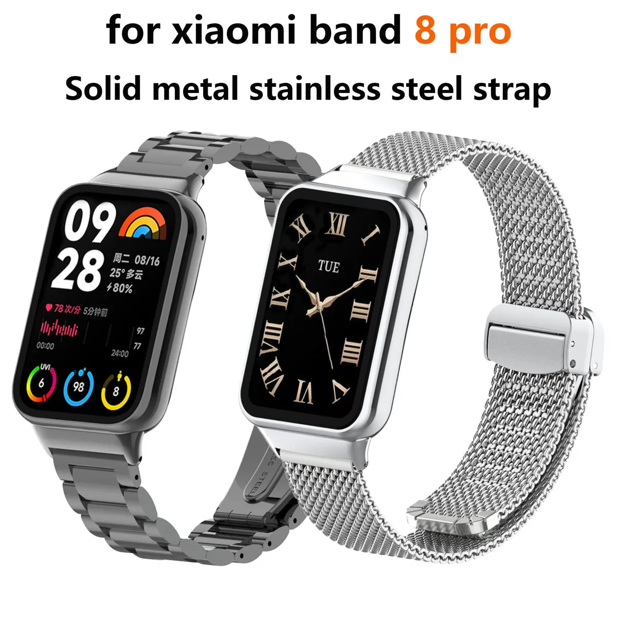 Mesh Strap Metal - Geeignet für Xiaomi Band 8Pro Armband,
