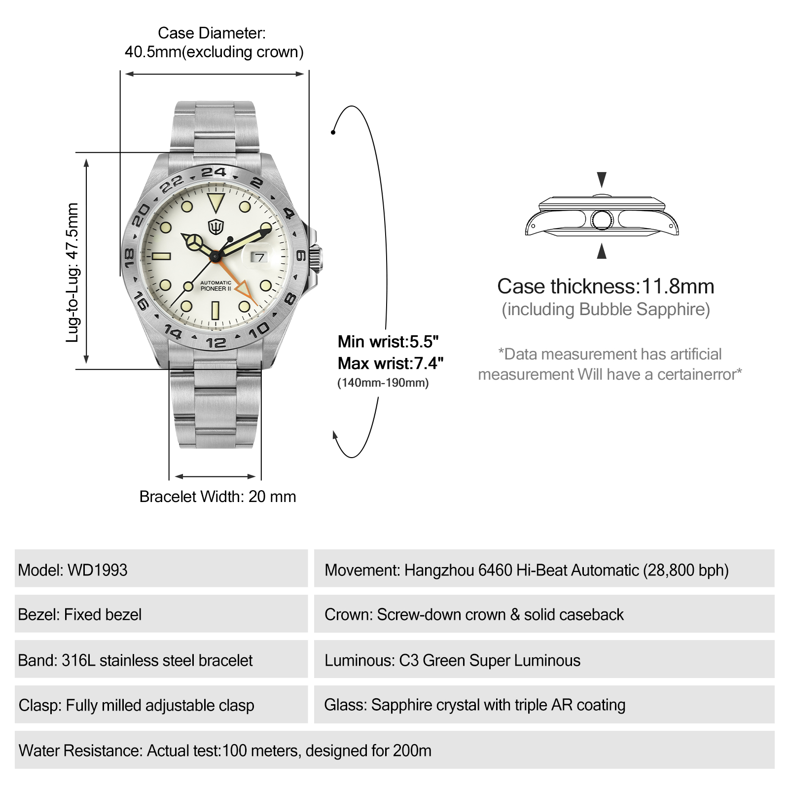 Watchdives WD1993 40 mm HangZh – Rolex Watch Submariner Bewertung und Preis